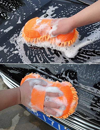 Naivete Car Cleaning Brush Cleaner Tools Microfiber Super Clean Car Windows Cleaning Sponge Chenille Coral Fleece Cloth Towel Car Wash Gloves Auto Washer (Multicolor, 1Pc)|B07GTHCCB2