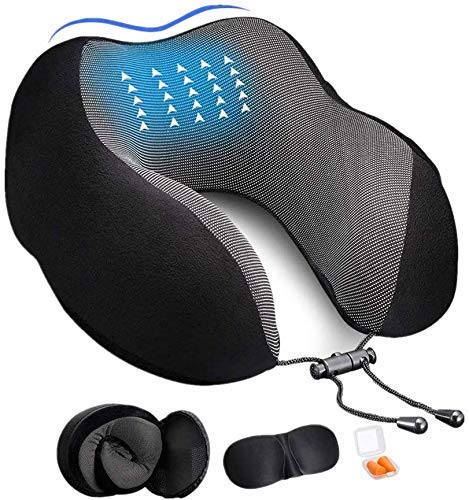 ADOFYS Travel Pillow Premium Memory Foam, Comfortable & Supportive Neck Pillow, Pain Relief Sleeping Neck Pillows for Travel, Airplane Pillow for Sleeping Airplane, Car, Office and Home|B081RQZ1FG