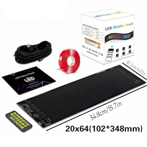 Euakee LED Matrix Panel App Control, Flexible LED Screen Scrolling Text Pattern Animation Sign for Car Shop Bar Party Business Festival Home Decor, 4.02 x 13.7 inches|B0DWXF5PDJ