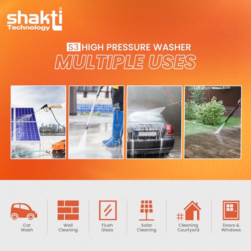 Shakti Technology S3 High Pressure Car Washer Machine 1800 Watts and Pressure 120 Bar for Cleaning Car, Bike & Home (S3)|B0BBWJFK5C