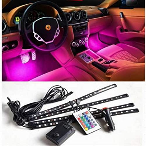 Gomechanic Atmosphere Lights with 12x4 LED Strip Light 48 LEDs, DC 12V Multicolour Interior Ambient Lighting Kit Featuring Sound Active Function, Wireless Remote Control Works for All car|B09CGLP96C