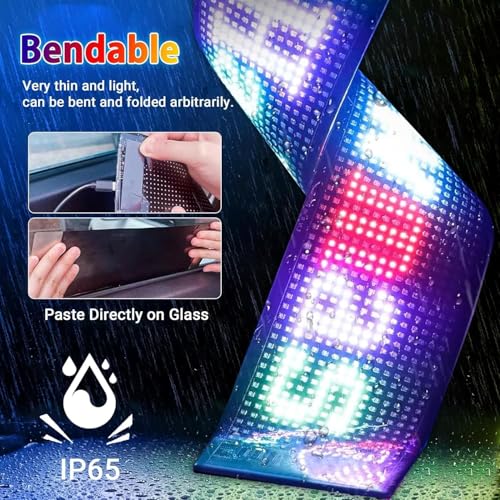 Car LED Sign DIY Programmable Scrolling LED Display 7"x3" USB 5V Matrix Panel, Bluetooth App Control, Custom Text & Animation Light Signs for Store Car Hotel Event Festival|B0FMFTDKPN