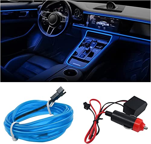 AutoBizarre Blue Color 5 Meters Car Interior Decoration Cold Light Line Electroluminescent Ambient Lighting EL Wire (Works with All Cars) (Blue)|B0C5W2SNXZ