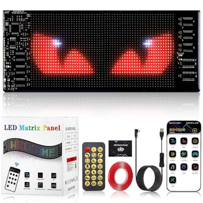 Car LED Sign DIY Programmable Scrolling LED Display 7"x3" USB 5V Matrix Panel, Bluetooth App Control, Custom Text & Animation Light Signs for Store Car Hotel Event Festival|B0FMFTDKPN