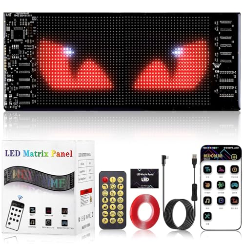 Car LED Sign DIY Programmable Scrolling LED Display 7"x3" USB 5V Matrix Panel, Bluetooth App Control, Custom Text & Animation Light Signs for Store Car Hotel Event Festival|B0FMFTDKPN