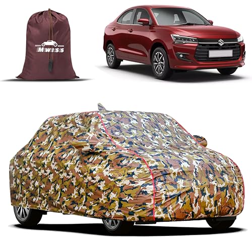 Waterproof Car Cover for Maruti Suzuki Dzire | All Weather Protection Against Rain, Snow, UV Rays & Dust | Scratch Free Inner Lining, Mirror Pockets, Buckle Straps with Elastic Hem, Multicolor|B0F7Z6Z6KX