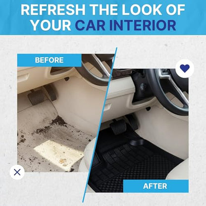 KINGSWAY Accessories Durable Universal Car Mats – Premium 5 Piece PVC Car Floor Mats, Tray Shape, Waterproof, Anti Slip Mat, All Weather Protection, Easy to Clean & Long Lasting Car Foot Mats, Black|B0BQMXVJGG