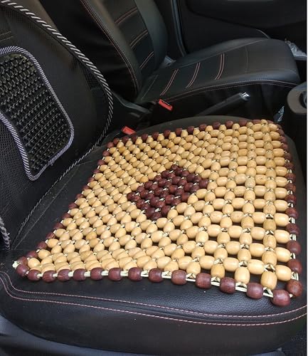 Q1 Beads SBeige Wooden Beads Acupressure Mat Car Accessories Beads Seat Cover for Driver/heating pad/gel pad cover cushion for CAR/Office chair/Home Chair/Sofa/Jhula/Swing/Truck/Bus/Tempo(Small,Beige)|B084DRPDNM