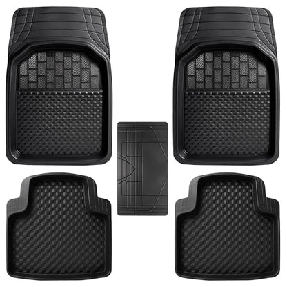 KINGSWAY Accessories Durable Universal Car Mats – Premium 5 Piece PVC Car Floor Mats, Tray Shape, Waterproof, Anti Slip Mat, All Weather Protection, Easy to Clean & Long Lasting Car Foot Mats, Black|B0BQMXVJGG
