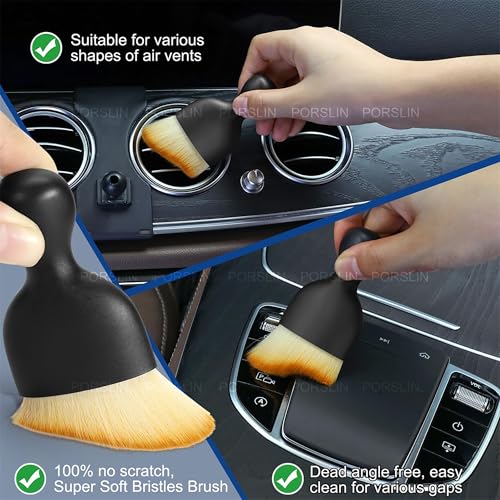Porslin 5 Pcs Microfiber Car Duster Kit - Extendable Long Handle Car Cleaning Accessories - Interior & Exterior Detailing Brush Set - Scratch & Lint Free,Perfect for Cars,SUVs,Motorcycles,Home,Grey|B0D5D29R1B