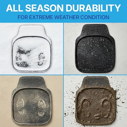 KINGSWAY Accessories Durable Universal Car Mats - Premium 5 Piece PVC Car Floor Mats, Tray Shape, Waterproof, Anti Slip Mat, All Weather Protection, Easy to Clean & Long Lasting Car Foot Mats, Black|B0CJVHM6V7