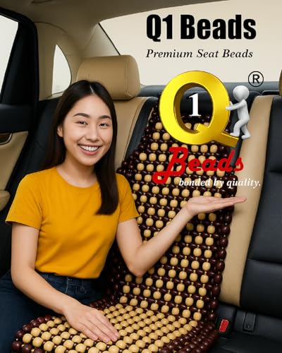 Q1 Beads Wooden Beads Acupressure Mat Car Seat Cover Cushion for All Cars & SUVs, XL, Coffee|B07Z3LF3JT
