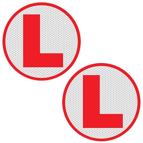 GLUN ® VinylReflective L Glass Sticker for Learning Drivers | Waterproof Car Board Sticker | Easily Removable, 15cm x 15cm, 2-Pack|B0DX6YF7DY