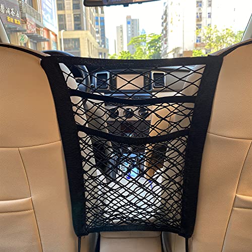 Lustre 3-Layer Car Mesh Organizer, Seat Back Net Bag, Barrier of Backseat Pet Kids, Cargo Tissue Purse Holder, Driver Storage Netting Pouch|B093LSY57L