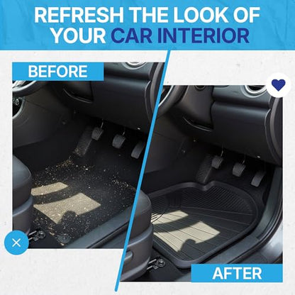 KINGSWAY Accessories Durable Universal Car Mats - Premium 5 Piece PVC Car Floor Mats, Tray Shape, Waterproof, Anti Slip Mat, All Weather Protection, Easy to Clean & Long Lasting Car Foot Mats, Black|B0CJVHM6V7