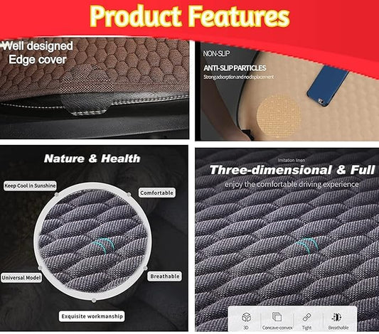 3 in 1 Car Seat Protector Cover Mat for Driver Seat with Neck Pillow Breathable Anti-Slip Car Protection Mat Cotton Linen Fits for Most Universal Removable Seat Protector Cover|B0DJR826FR
