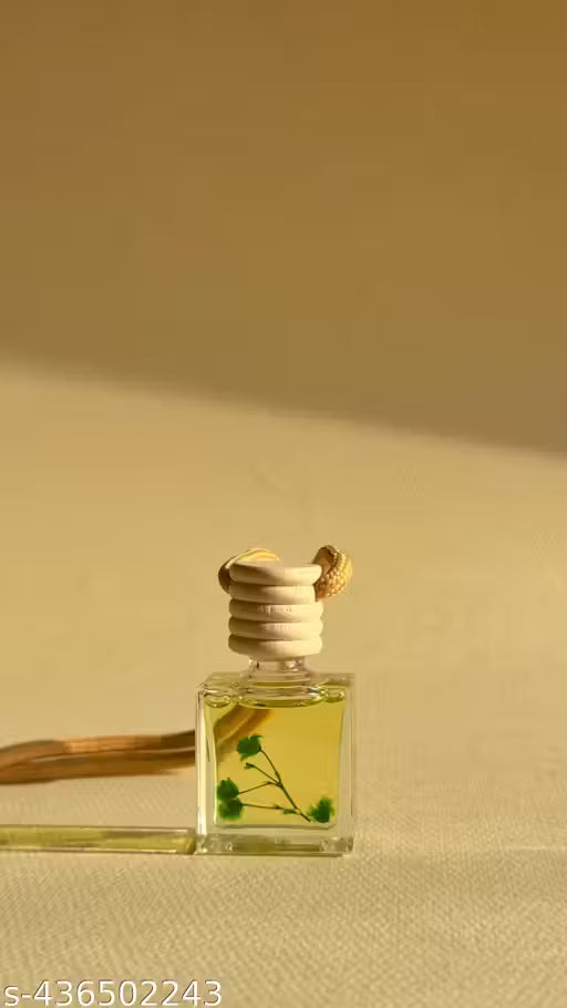 Breathe In - Hanging Car  Freshener 10ml | Lemon Grass | Long Lasting Upto 60 Days | Natural Essential Oil Fragrance in Glass Bottle with Wooden Diffuser Lid | Spill Proof | Car Perfume | Car Accessories Interior