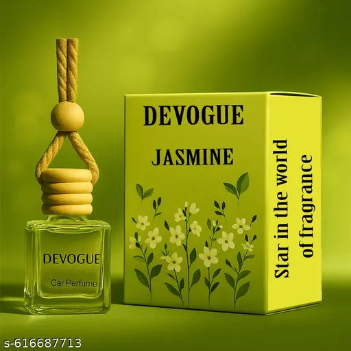 Devogue Hanging Pod Car Perfume – 10ml Jasmine Fragrance with Natural Essential Oils | Long-Lasting Car Freshener, Easy to Hang, Refreshing Scent