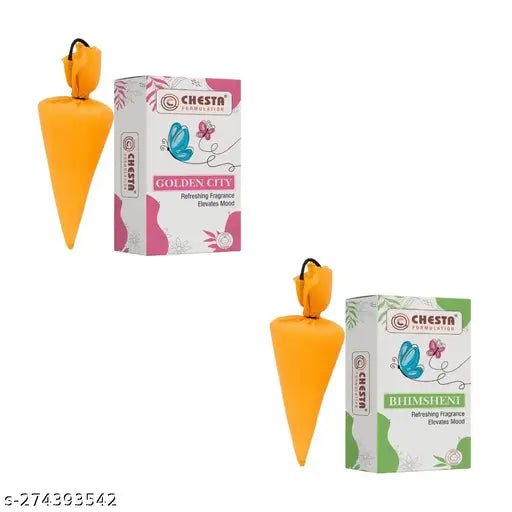 CHESTA FORMULATION Camphor Cone (Bhimsheni And Golden City Fragrance) For Room, Car and Air Freshener & Mosquito Repellant Pack Of 2